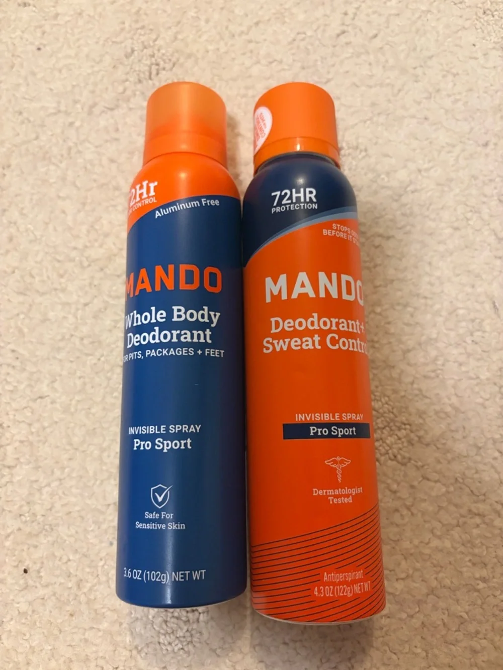 MANDO Pro Sport Invisible Spray Deodorant - Navy & Orange 72 Hour